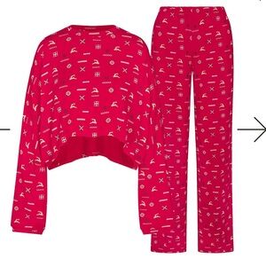 SKIMS SLEEP CROPPED LONG SLEEVE AND PANT SET - VINTAGE DEER